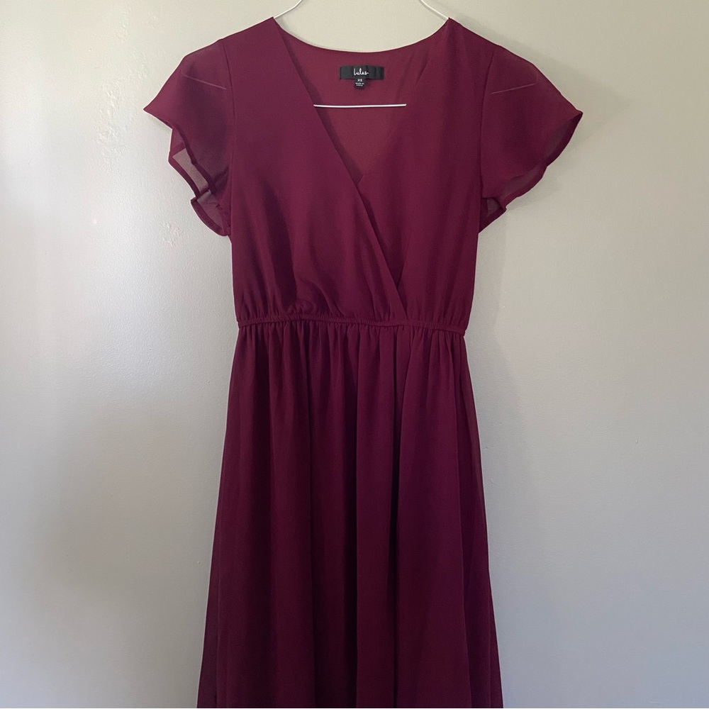 Lulu's Burgundy Wrap Dress